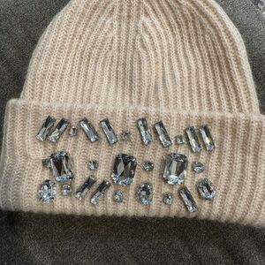H&M Beige Beanie with Crystal Embellishments